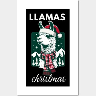 llamas christmas Posters and Art